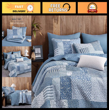 Rustic Patchwork Quilt Set - Reversible Lightweight Bedspread, 3 Pieces, King Si