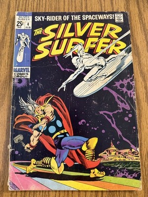 Silver Surfer #4 VG/FN 5.0 vs Thor! Loki Appearance!  Marvel 1969