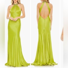 IEENA MAC DUGGAL 7599567 Beaded Halter Neck Satin Mermaid formal Gown sz 6