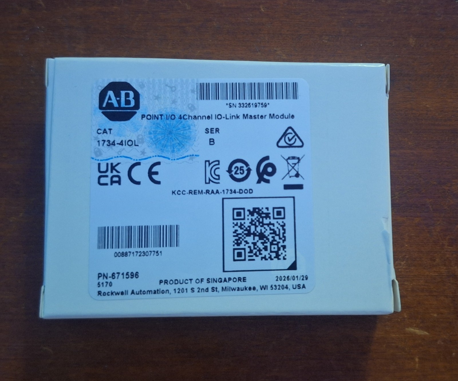 *NEW* Allen-Bradley 1734-4IOL 4 Channel IO-Link master module - USA location