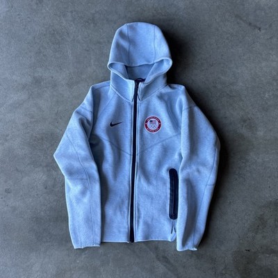 Nike Jacket Womens Small Blue Wind Runner Tech Fleece Hoodie Full Zip Team USA