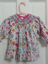 Petit Ami Girls Long Sleeve Smocked Embroidered Dress 12 months A5