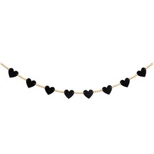 Sweet Heart Valentine's Day Pink Felt Hearts and Wood Beads Garland - Farmhou...