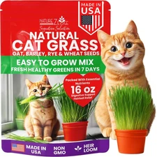 Premium Cat Grass Seeds for Indoor Cats, Non GMO - 1 lb Oat, Wheat, Barley & ...