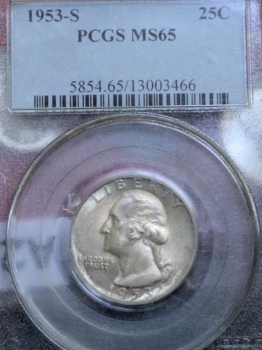 1953 S Washington Quarter Uncirculated Coin PCGS MS-65 Toned