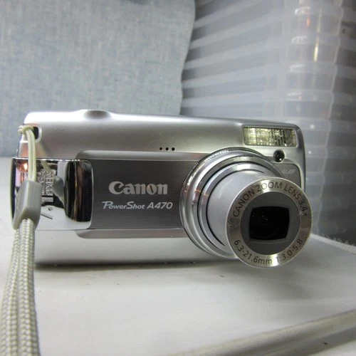 Canon PowerShot A470 Compact Digital Camera Silver 7.1MP 3.4x Zoom Fully Tested