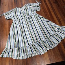 Striped A Line Wrap Midi Plus Size 4X Surplice Neckline Tie Details Torrid