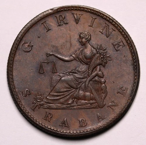 1813 Ireland Penny -G Irvine - Strabane  W. 1901 AU Rare