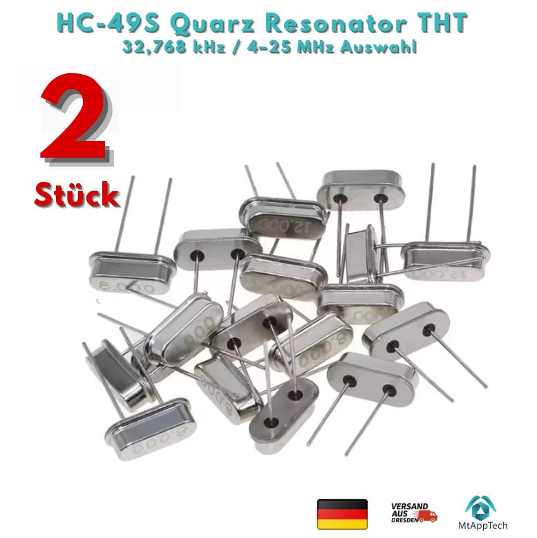 MARKENLOS HC-49S Quarz Resonator THT 2 Stück | 32,768 kHz / 4–25 MHz Auswahl
