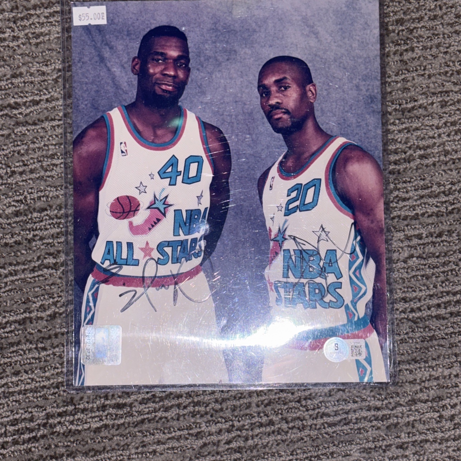 Gary Payton Autographed Signed Seattle Supersonics & Shawn Kemp 8x10 Photo Supersonics Beckett BM37537 