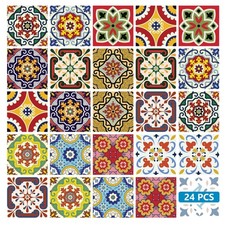 Backsplash Tile Stickers 24 PC Set Authentic Traditional Talavera Tiles Stickers