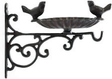 Heavy Duty Cast Iron Bird Feeder W/ Hanging Bracket Wall Mounted Bird Bath