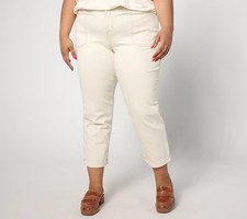 CU 1801 LOGO by Lori Goldstein Regular Natural Boyfriend Jeans Natural SIZE 10