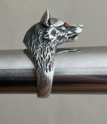 VINTAGE STERLINGSILBER RING WOLFSKOPF GRÖSSE 11,5