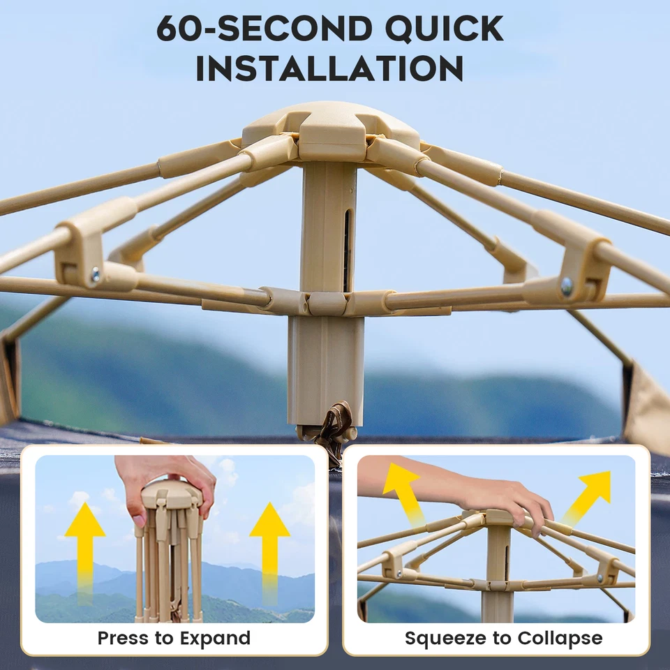 Tienda de campaña al aire libre para 5-6 personas tienda de campaña instantánea para cabina tiendas emergentes impermeables Foto 4 de 4