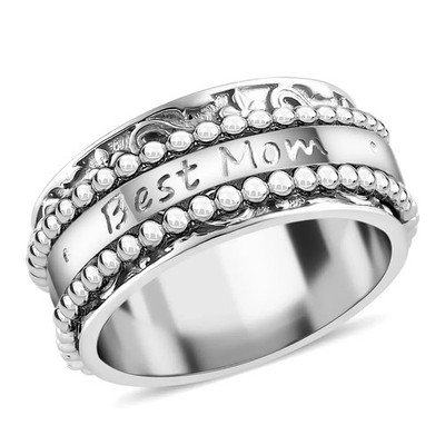 Sterling Silber handgemacht beste Mutter Spinner Bandring (Größe 9,9)