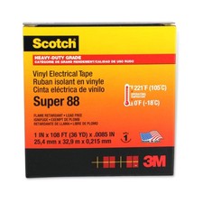 Scotch Super 88 Heavy-Duty Grade Electrical Tape: 1 in. x 36 yds. Black 