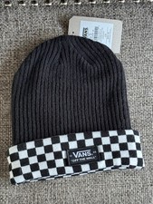 VANS Off The Wall Black And White Checkered Fold Over Beanie Unisex Child NWT