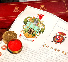 Rare Royal King George V Grant of Patent Coat of Arms Heraldry Document Box