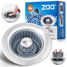 3 in 1 Kitchen Sink Drain Strainer Stopper Removable Basket Pop-Up