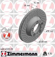 1X Bremsscheibe Coat Z Zimmermann 460.4512.20 FüR 911 991 Porsche 992 Targa