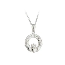 Sterling Silver Woven Celtic Knot Claddagh Necklace