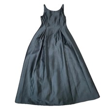 Adrianna Papell Prom Dress Maxi Gown 12 Black Mikado Fit & Flare Gala Goth Satin