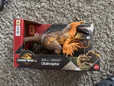 Mattel Jurassic World Rebirth Wild Roar Utahraptor Dinosaur Toy with...