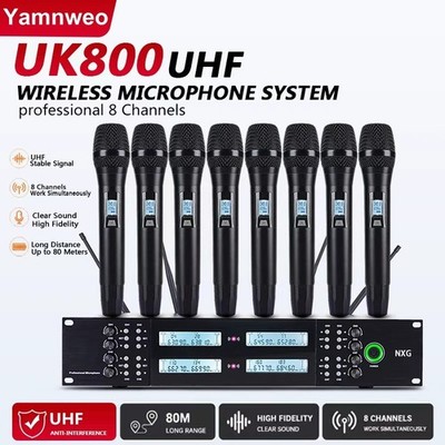 Professional 8-channel UHF wireless handheld microphone system