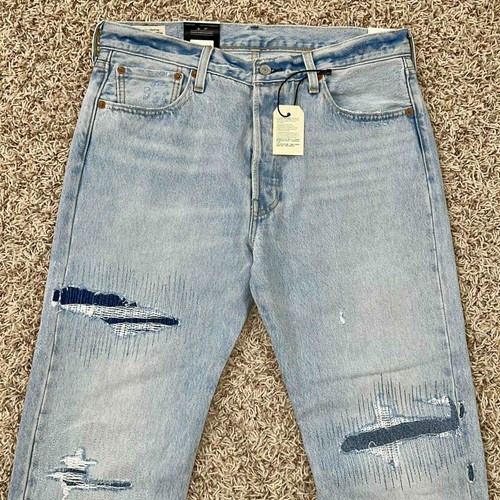 Jean homme Levi’s 501 original patchwork vieilli bleu clair taille 34x30 (neuf) - Photo 11/24