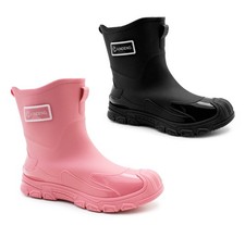 Womens Short Wellies Waterproof Ladies Mid Calf Garden Snow Mud Wellington Boots