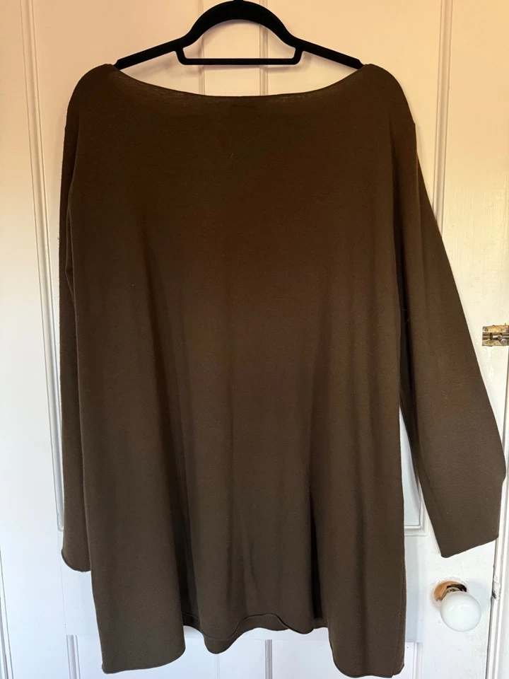 La Bottega di Brunella Long Oversize Jumper / Wool Tunic Brown OS (44 inch Bust) - Image 3 of 4