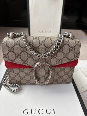 Gucci Dionysus GG Supreme Hibiscus Red Mini Chain Crossbody Bag Shoulder Handbag