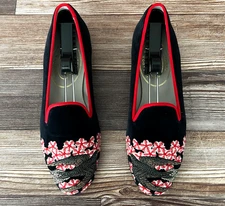 NEW! Women's $650 Stubbs & Wootton + (JD) "SWALLOWS" Slippers Loafers Shoes 7.5