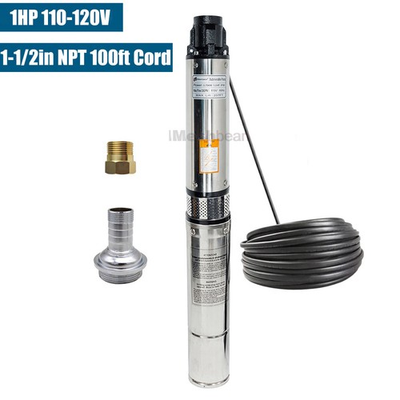 #ad 4#x27;#x27; Deep Well Submersible Pump 1 HP 115V 33GPM 276ft Stainless Steel 100ft Cord $150.50