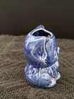 Blue Pottery Small Cat Toothpick Or Match Holder Figurine Cat Collections — photo 4