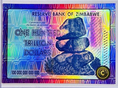 ZIMBABWE 100 TRILLION #80  2025 Cardsmiths Currency S5 Tanzanite Gem #227/299