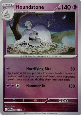 066/132 HOUNDSTONE REVERSE HOLO MEGA EVOLUTION POKEMON KARTE
