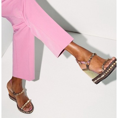 Christian Louboutin CL Pyraclou Wedge Sandal Aftersun Heels Spiked