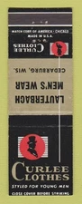 Matchbook Cover - Curlee Men's Clothes Lauterbach Cedarburg WI