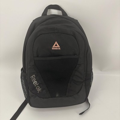 Reebok black full sized backpack bottle holder laptop compartment minimalist gym