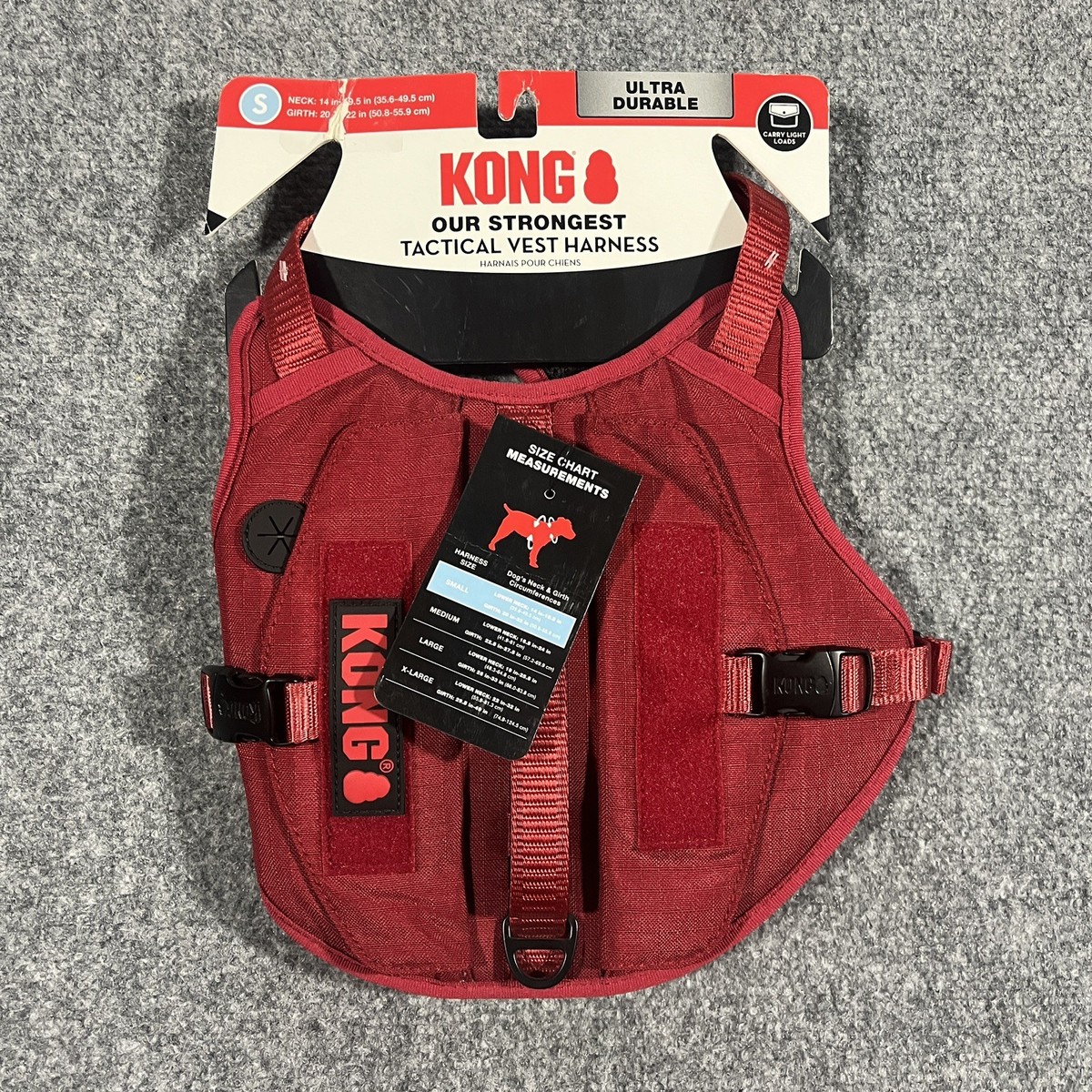 KONG Tactical Dog Vest Harness Size Small S Red Waste Bag Pouches