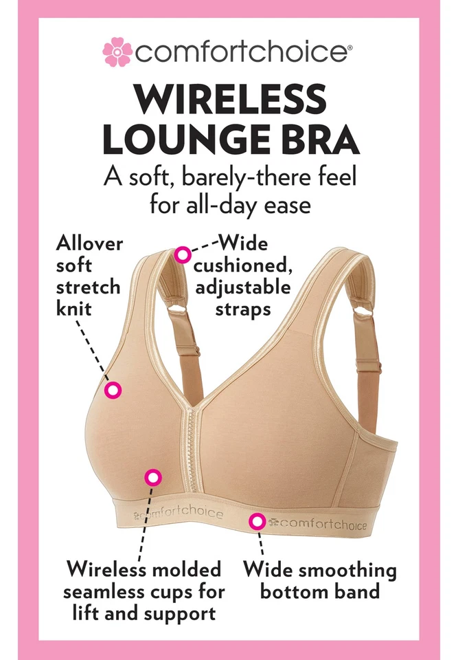Comfort Choice Women's Plus Size Wireless Back-Close Lounge Bra - Image 3 of 4