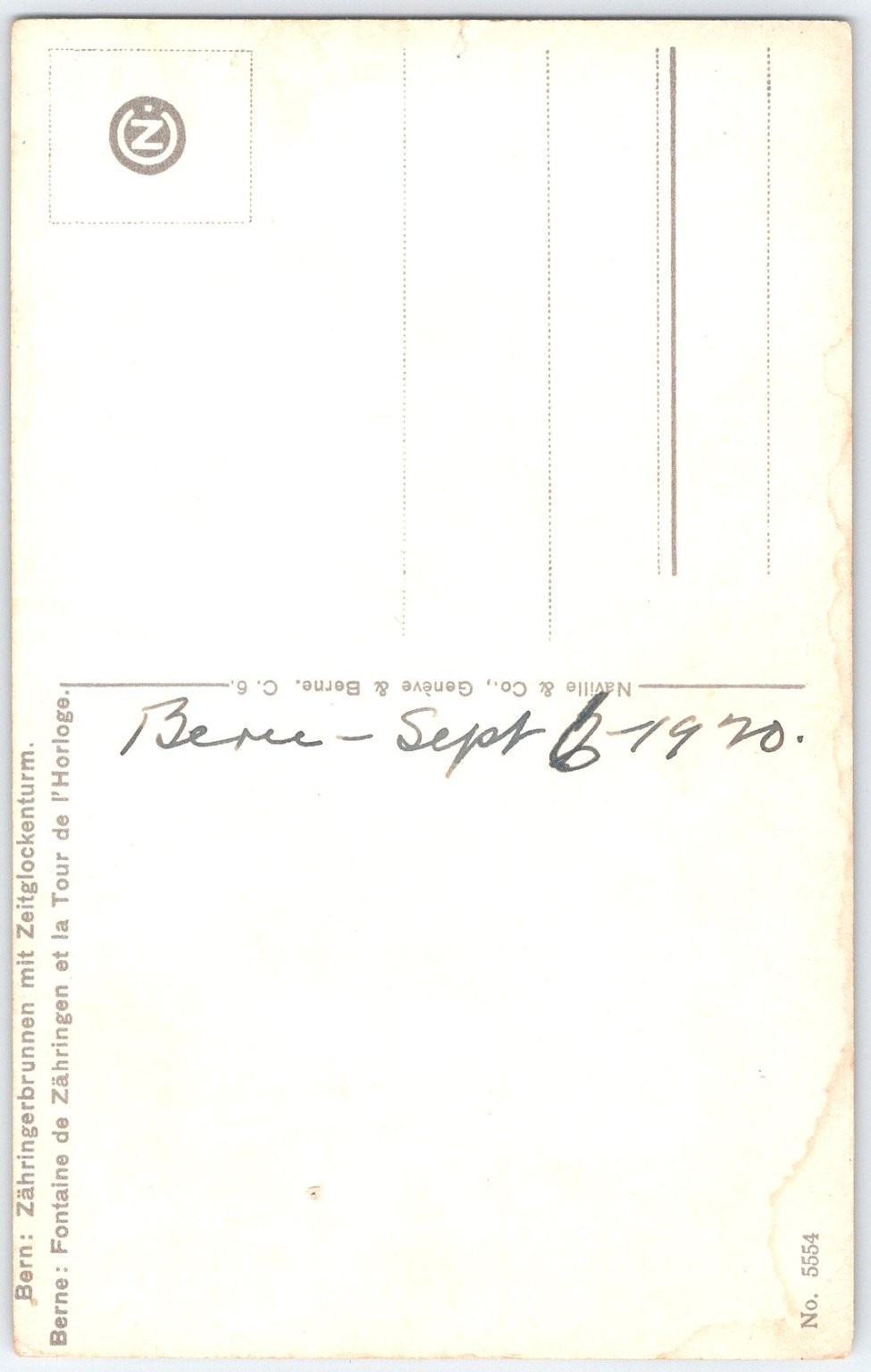 Vintage Bern Switzerland Zähringer Fountain & Zytglogge Postcard 1970