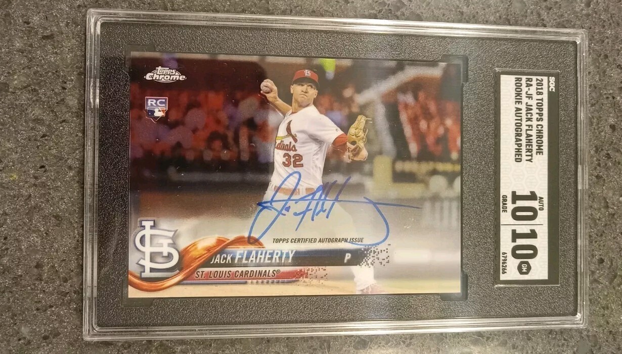 2018 Topps Chrome Jack Flaherty Auto Rookie RC #RA-JF SGC 10 Gem Mint Dodgers