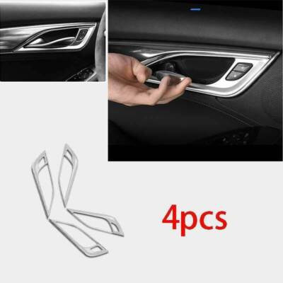 Inner Door Handle Frame Trim 4PCS Silver Steel Fit For Cadillac CT5 2019-2020