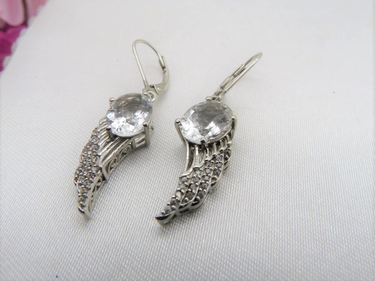 STS 925 CHUCK CLEMENCY DIAMOND CRYSTAL QUARTZ ANGEL WING PIERCED
