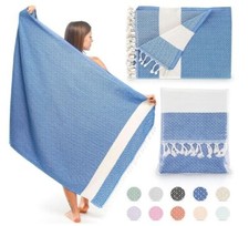 Turkish Beach Towel 100 Cotton Peshtemal Travel Camping Bath Sauna Beach Gym...