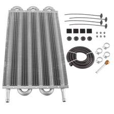 Universal 6 Rows Aluminum Remote Transmission Oil Cooler Radiator Converter Kit