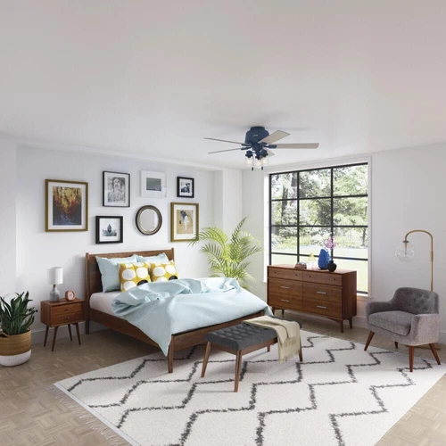 52" Indigo Blue Indoor Chandelier LED Ceiling Fan Clear Seeded Glass Shade - Picture 14 of 15